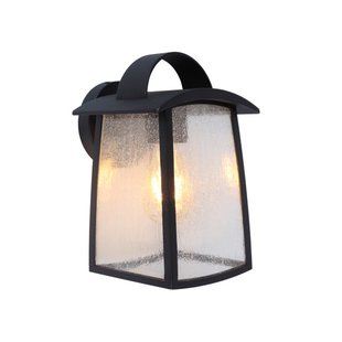 Lutec Kelsey - buiten wandlamp - 17 x 18 x 26 cm - IP44 - mat glas - zwart