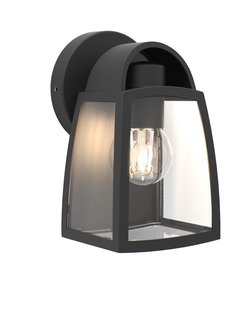 Lutec Kelsey - buiten wandverlichting - 12 x 12 x 20 cm - IP44 - transparant glas - zwart