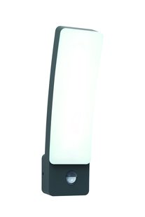 Lutec Kira - buiten wandverlichting met bewegingsmelder - 11 x 8,3 x 31,1 cm - 18W LED incl. - IP54 - donkergrijs - wit