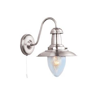 Searchlight Fisherman - wandverlichting met trekschakelaar - 18 x 26 - satijn zilver