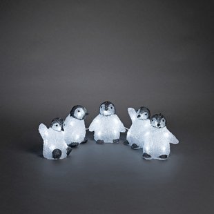 Konstsmide kerstverlichting - baby pinguïns - 12 x 8 x 12,5 cm - IP44 - zwart & wit