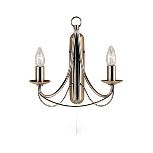 Searchlight Maypole - wandverlichting met trekschakelaar - 31 x 31 cm - antiek messing