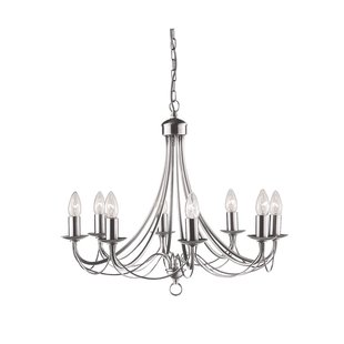 Searchlight Maypole - luster - Ø 60 x 100 cm - satijn zilver