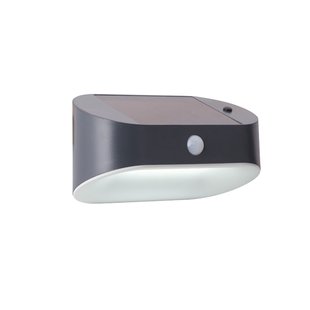 Searchlight Ella -  buiten wandverlichting met sensor op zonne-energie - 17 x 9,5 cm - 1,2W LED incl. - IP44 - antraciet