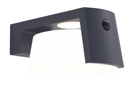 Lutec Moon - buiten wandlamp op zonne-energie met bewegingssensor - 21,7 x 16 x 9,6 cm - 9,5W LED incl.  - IP44 - donker grijs