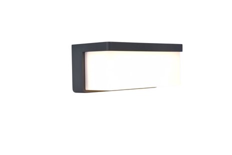 Lutec Zelna - hybride buiten wandlamp - 19,3 x 8,5 x 9,6 cm - 9W LED incl. - IP44 - donker grijs
