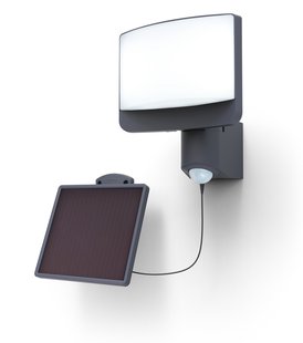 Lutec Sunshine - buiten wandlamp met sensor op zonne-energie - 17 x 18 x 20,5 cm - 11W LED incl. - IP54 - donkergrijs - koelwit