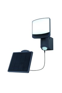 Lutec Sunshine - buiten wandlamp met sensor op zonne-energie - 15,3 x 12 x 18,4 cm - 7W LED incl. - IP54 - donkergrijs - koelwit