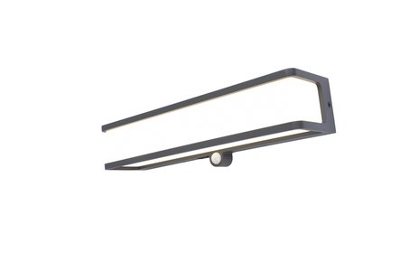 Lutec Doblo - buiten wandverlichting op zonne-energie met bewegingsmelder - 9,1 x 35 x 9 cm - 16,5W LED incl. - IP44 - donkergrijs
