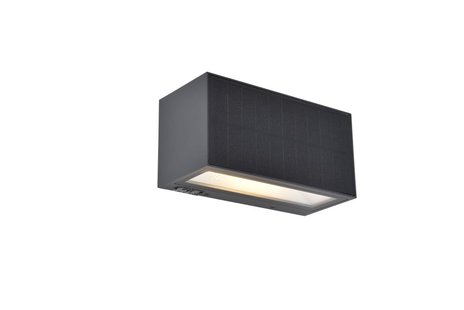 Lutec Inka - hybride buiten wandlamp - 18 x 8 x 8,9 cm - 9W LED incl. - IP44 - donker grijs