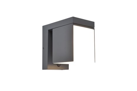 Lutec Prima - buiten wandlamp op zonne-energie met sensor - 10 x 13,5 x 16 cm - 9,5W LED incl. - IP44 - donker grijs