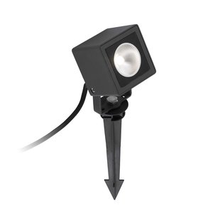 Faro Sobek - grondspot op piek - 8 x 7 x 33 cm - 7W LED incl. - IP65 - mat zwart