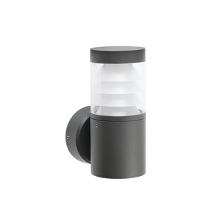Faro Plim - wandverlichting - 9 x 13,5 x 25 cm - 10W LED incl. - IP65 – donkergrijs met transparant glas