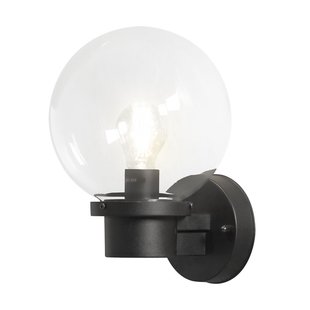 Konstsmide Nemi Up - buiten wandlamp met sensor - 20 x 27 x 29 cm - IP44 - mat zwart en transparant