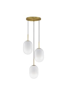 Nova Luce Chrysi - hanglamp - Ø 43 x 120 cm - messing goud en wit