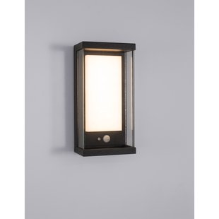 Nova Luce Bay - buiten wandverlichting met sensor op zonne-energie en schakelaar - 12,6 x 8,3 x 25,2 cm - 1,5W dimbare LED incl. - IP65 - antraciet