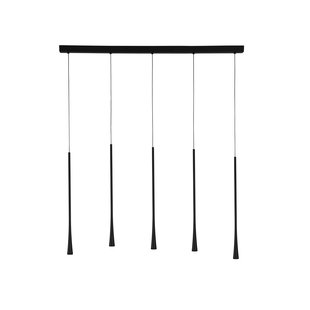 Nova Luce Goccio - hanglamp - 110 x 4,5 x 160 cm - 5 x 7W LED incl. - zwart