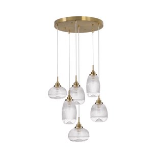 Nova Luce Mond - hanglamp - Ø 51 x 120 cm - satijn goud en transparant