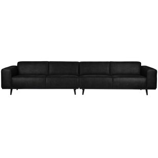 WOOOD Statement Bank 4-zits 372cm Suedine Zwart