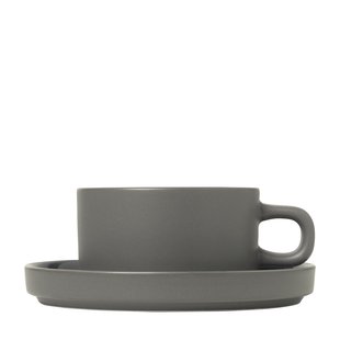 Blomus Pilar Kop En Schotel Set Van 2 Pewter