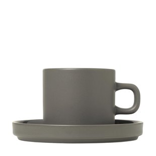 Blomus Pilar Koffiekop En Schotel Set Van 2 Pewter