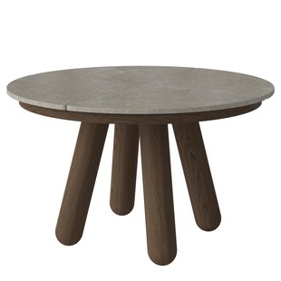 Bolia Balance Eettafel&Oslash;125 Donker Eiken Grigo Bottarga Marble