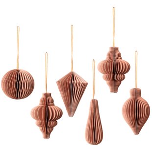 Broste Copenhagen Christmas Mix Papieren Roodtbal Ornament Set Van 6 Dusty Pink