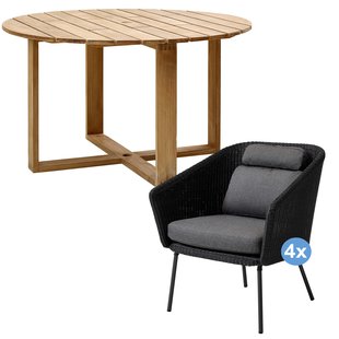 Cane-Line Endless Tuinset 130 Tuintafel + 4 Mega Tuinstoelen