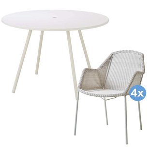 Cane-Line Breeze Tuinset Area Tuintafel 110 4 Breeze Tuinstoelen White Grey Cane-Line Breeze Tuinset Area Tuintafel 110 + 4 Breeze Tuinstoelen White Grey