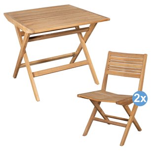 Cane-Line Flip Tuinset 80x80 Tuintafel + 2 Flip Tuinstoelen