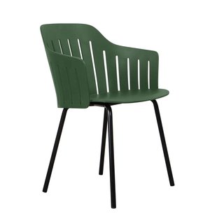 Cane-Line Choice Tuinstoel Zwart Onderstel Recycled Donkergroen