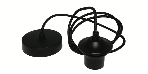 Artdelight Pendel - hanglamp met strijkijzersnoer - Ø 10 x 400 cm - zwart