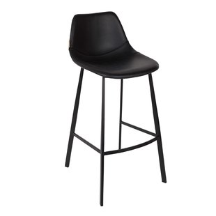 Dutchbone Franky Barkruk Hoog Leer Zwart