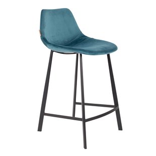 Dutchbone Franky Barkruk Laag Velvet Petrol