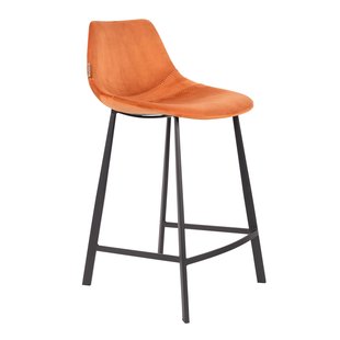 Dutchbone Franky Barkruk Laag Velvet Oranje