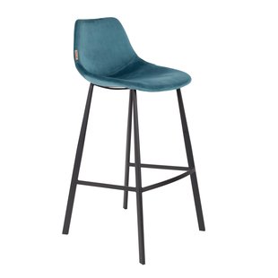 Dutchbone Franky Barkruk Hoog Velvet Petrol