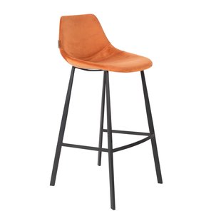 Dutchbone Franky Barkruk Hoog Velvet Oranje