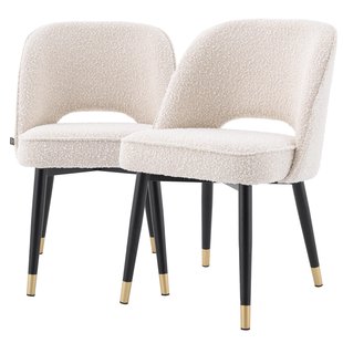 Eichholtz Cliff Eetkamerstoel Set Van 2 Bouclé Cream Eichholtz Cliff Eetkamerstoel Set Van 2 Bouclé Cream