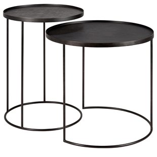 Ethnicraft Tray Round Bijzettafel S/L Set Van 2