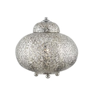 Searchlight Fretwork - tafellamp - Ø 26 x 26 - glanzend nikkel