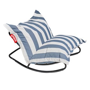 Fatboy Rock&#039;n Roll Schommelstoel Zwart Outdoor Zitzak Stripe Ocean Blue