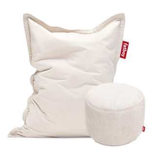 Fatboy Original Slim Cord Zitzak + Point Poef Recycled Cream