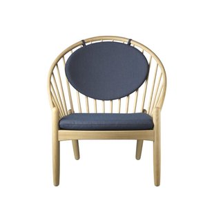 FDB M&oslash;bler J166 Fauteuil Eiken Naturel Donkerblauw