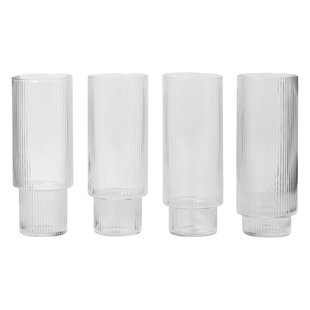 Ferm Living Ripple Long Drink Glazen Set Van 4 Clear