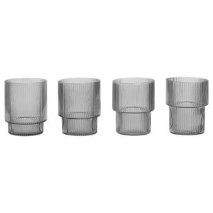 Ferm Living Ripple Glazen Set Van 4 Smoked Glass