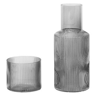Ferm Living Ripple Karaf Glazen Set Small Smoked Glass