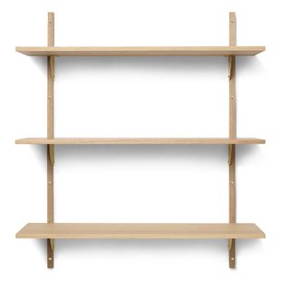 Ferm Living Sector Shelf Wandplank Triple Wide Natural Oak/Brass