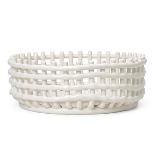 Ferm Living Ceramic Basket Opbergmand Centerpiece Off-White Ferm Living Ceramic Basket Opbergmand Centerpiece Off-White