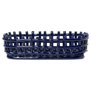 Ferm Living Ceramic Basket Opbergmand Oval Blue