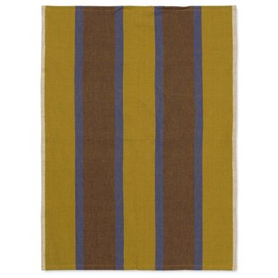 Ferm Living Hale Yarn-dyed Theedoek Lime/Bright Blue/Choco